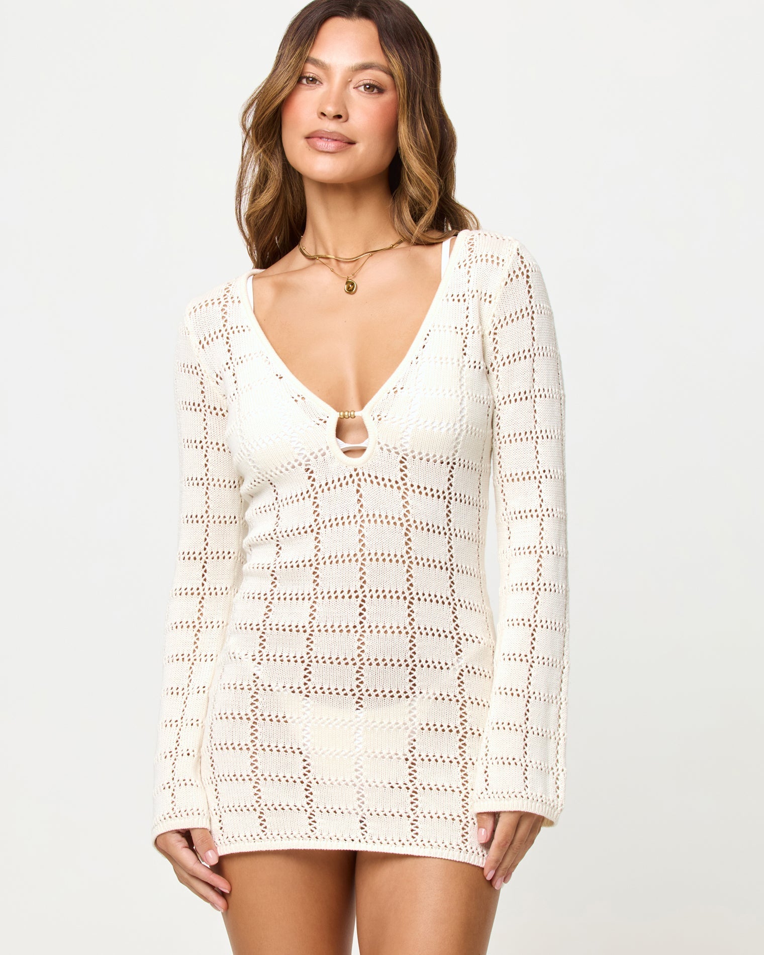 LSPACE Cream Crochet Mini Dress - LSPACE Jessa Mini - Swim|Clothing