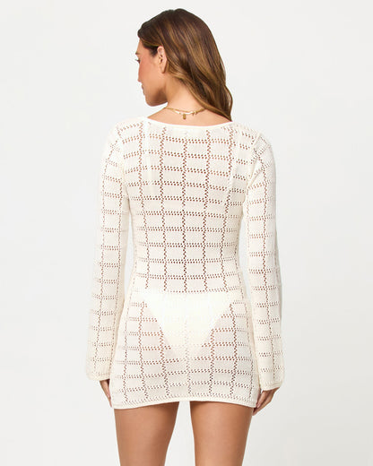 LSPACE Cream Crochet Mini Dress - LSPACE Jessa Mini - Swim|Clothing
