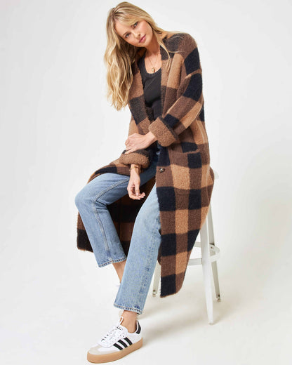 LSPACE Ultra Soft Plaid Sweater Coat - LSPACE Harlow Jacket - Clothing