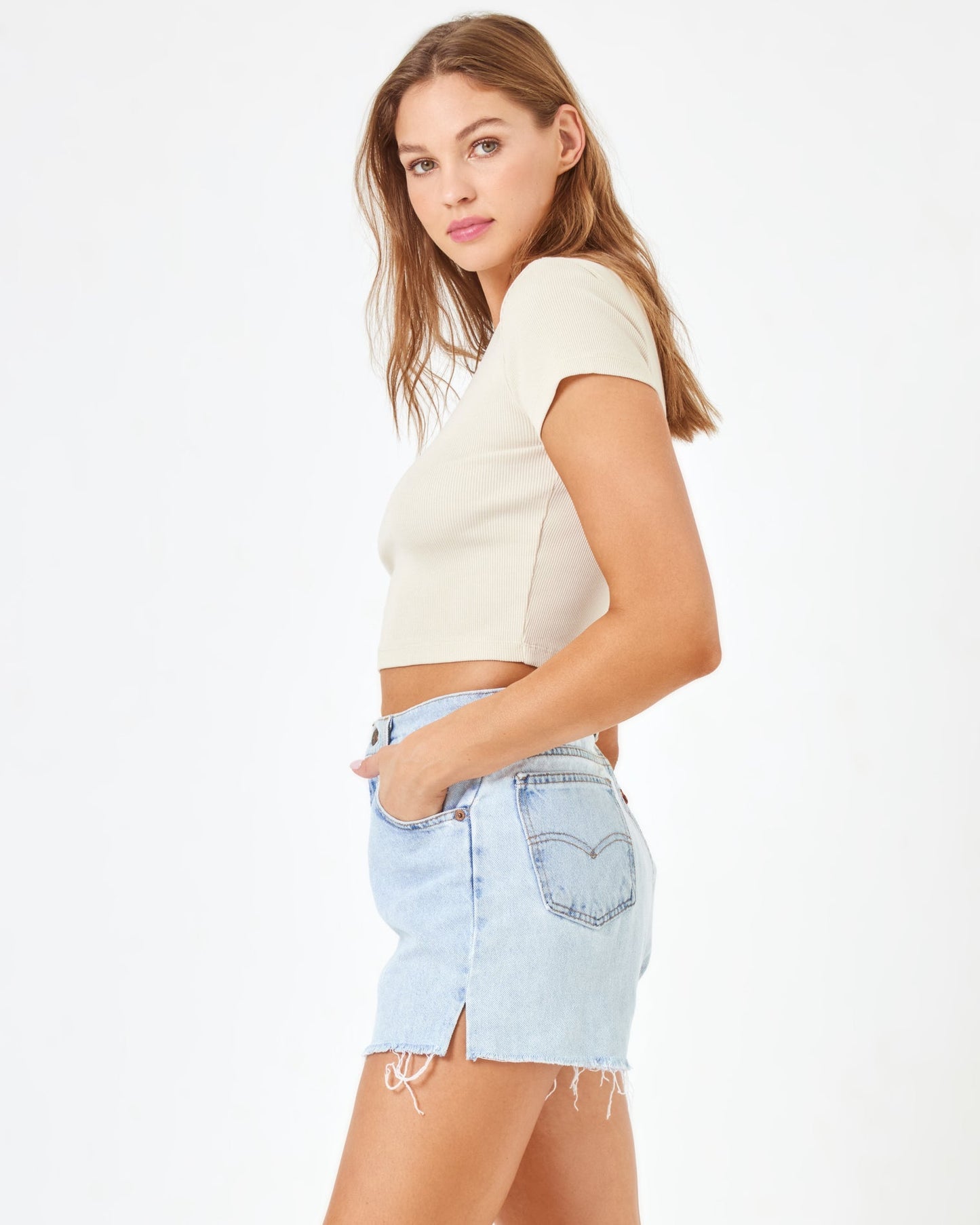 LSPACE aligrace Michelle Denim Short - Blue - Clothing