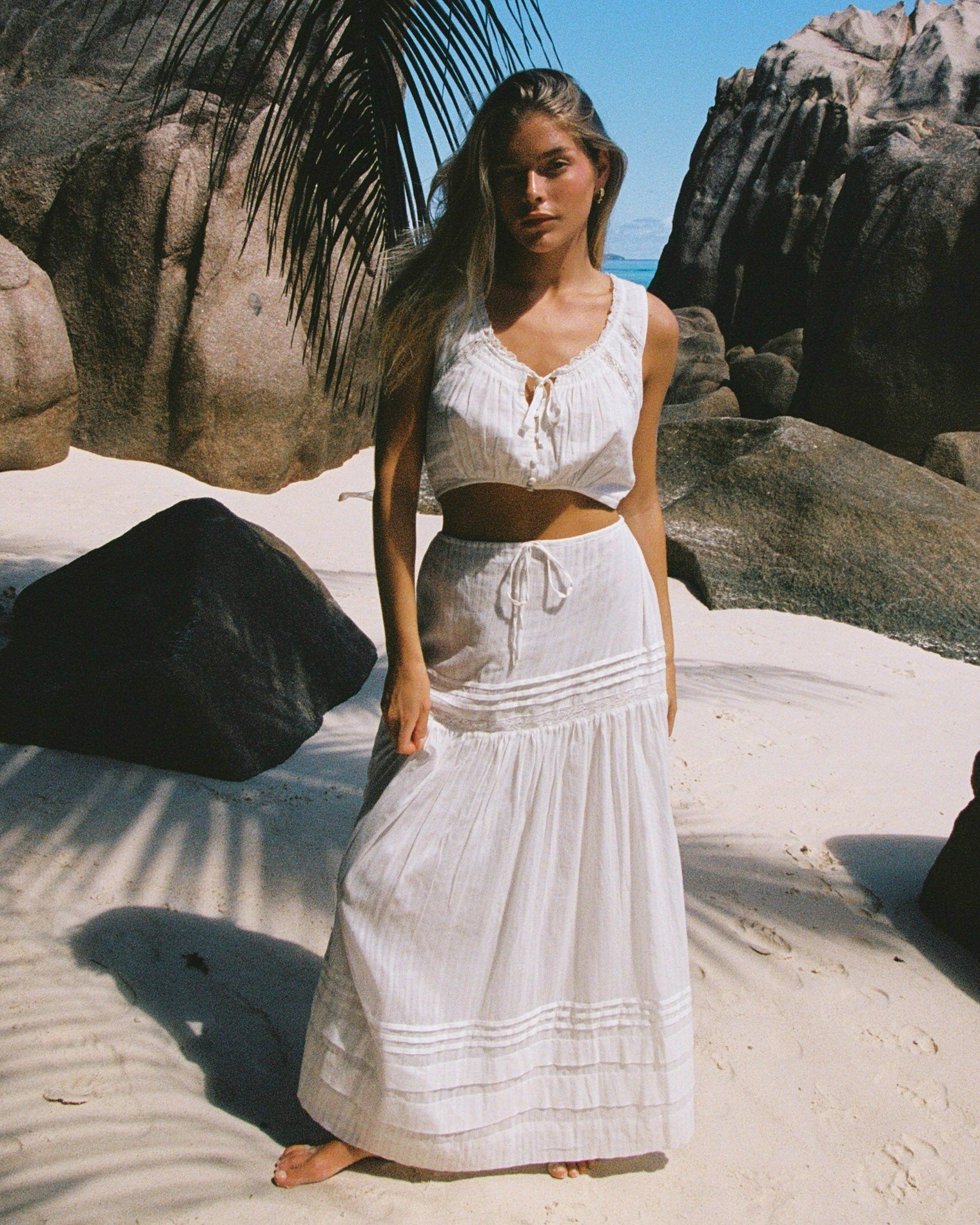 LSPACE Reia White Midi Skirt - LSPACE - Clothing|Swim