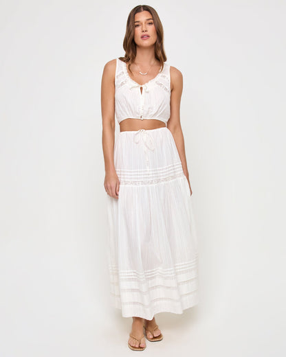 LSPACE Reia White Midi Skirt - LSPACE - Clothing|Swim