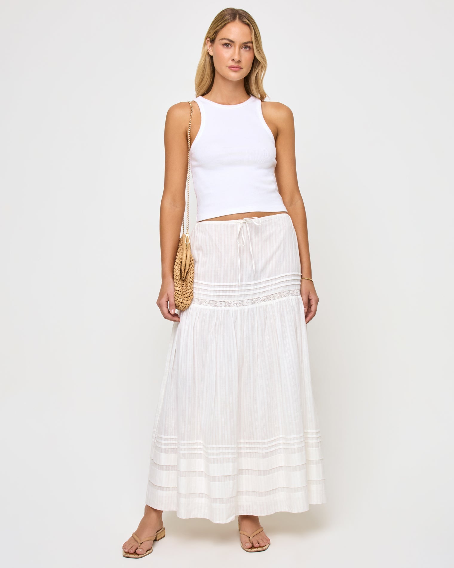 LSPACE Reia White Midi Skirt - LSPACE - Clothing|Swim