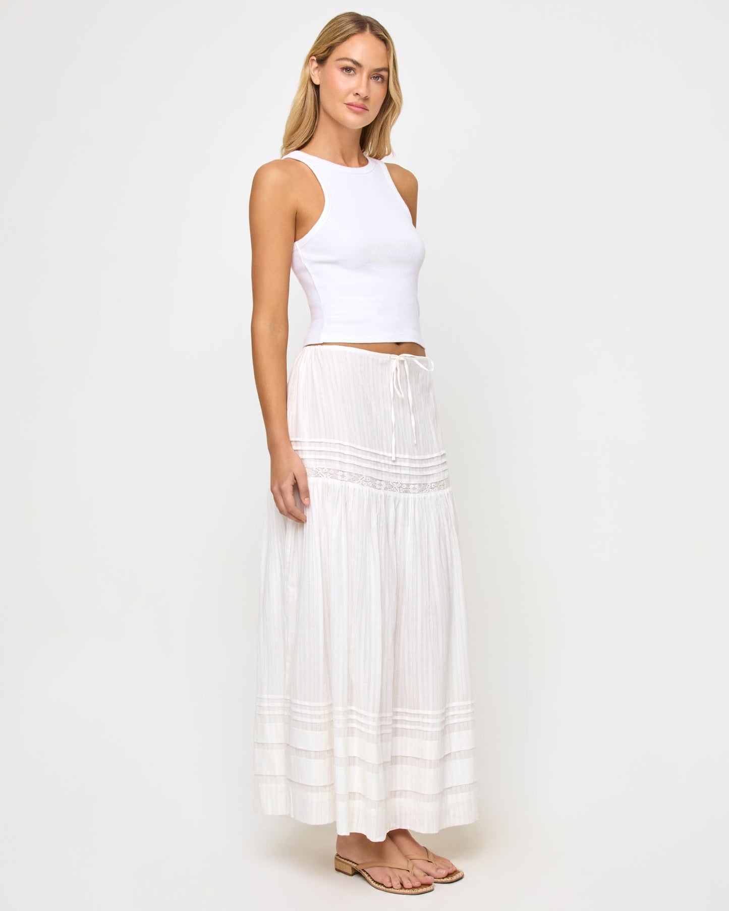 LSPACE Reia White Midi Skirt - LSPACE - Clothing|Swim