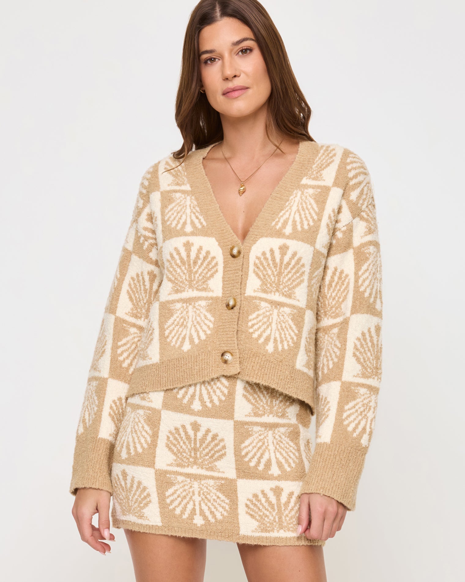 LSPACE LSPACE Shell Be There Cardigan - Seashell Jacquard - Clothing