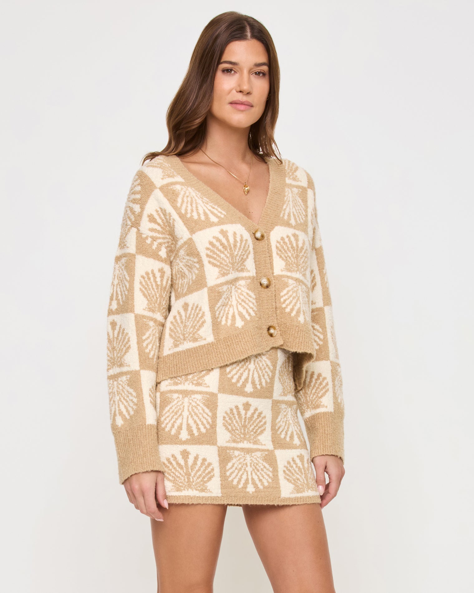 LSPACE LSPACE Shell Be There Cardigan - Seashell Jacquard - Clothing