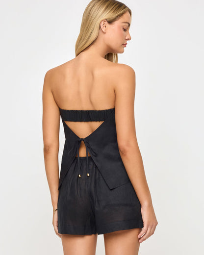 LSPACE Tessa White Linen Strapless Top - LSPACE - Clothing|Swim