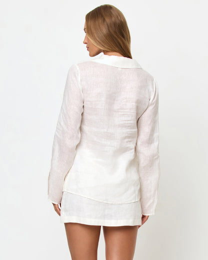 LSPACE White Linen Tie-Front Top - LSPACE Venice - Clothing|Swim