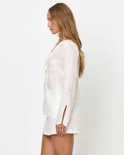 LSPACE White Linen Tie-Front Top - LSPACE Venice - Clothing|Swim