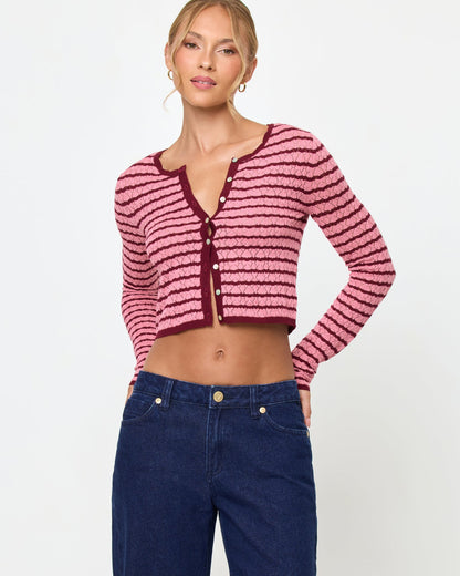 LSPACE LSPACE Rosalie Cardigan - Strawberry Stripe - Clothing