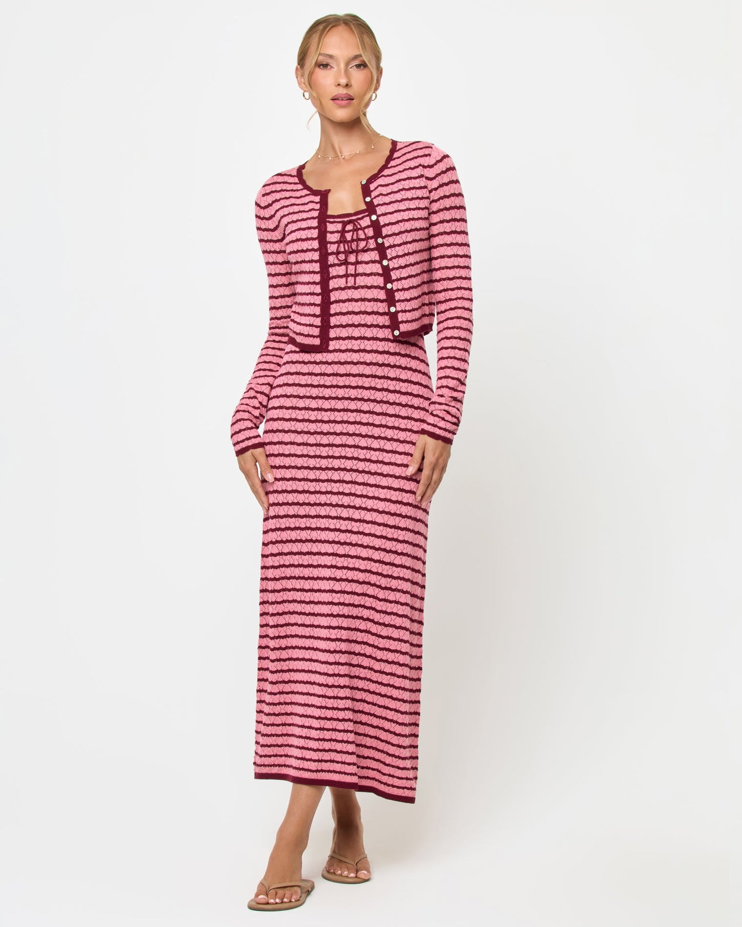 LSPACE LSPACE Rosalie Cardigan - Strawberry Stripe - Clothing