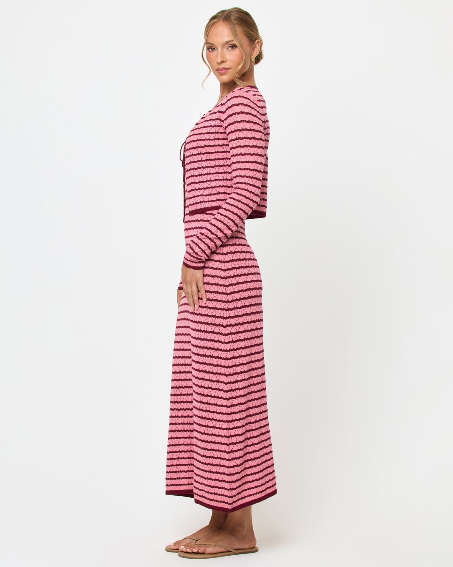 LSPACE LSPACE Rosalie Cardigan - Strawberry Stripe - Clothing