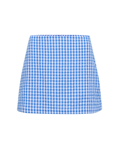 LSPACE Blue Gingham Mini Skort - LSPACE Venice - Clothing|Swim