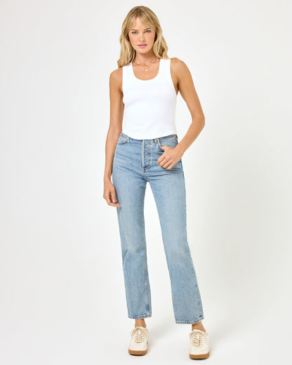 LSPACE White Ribbed & Cropped Tank Top - LSPACE Ash - Clothing|Swim
