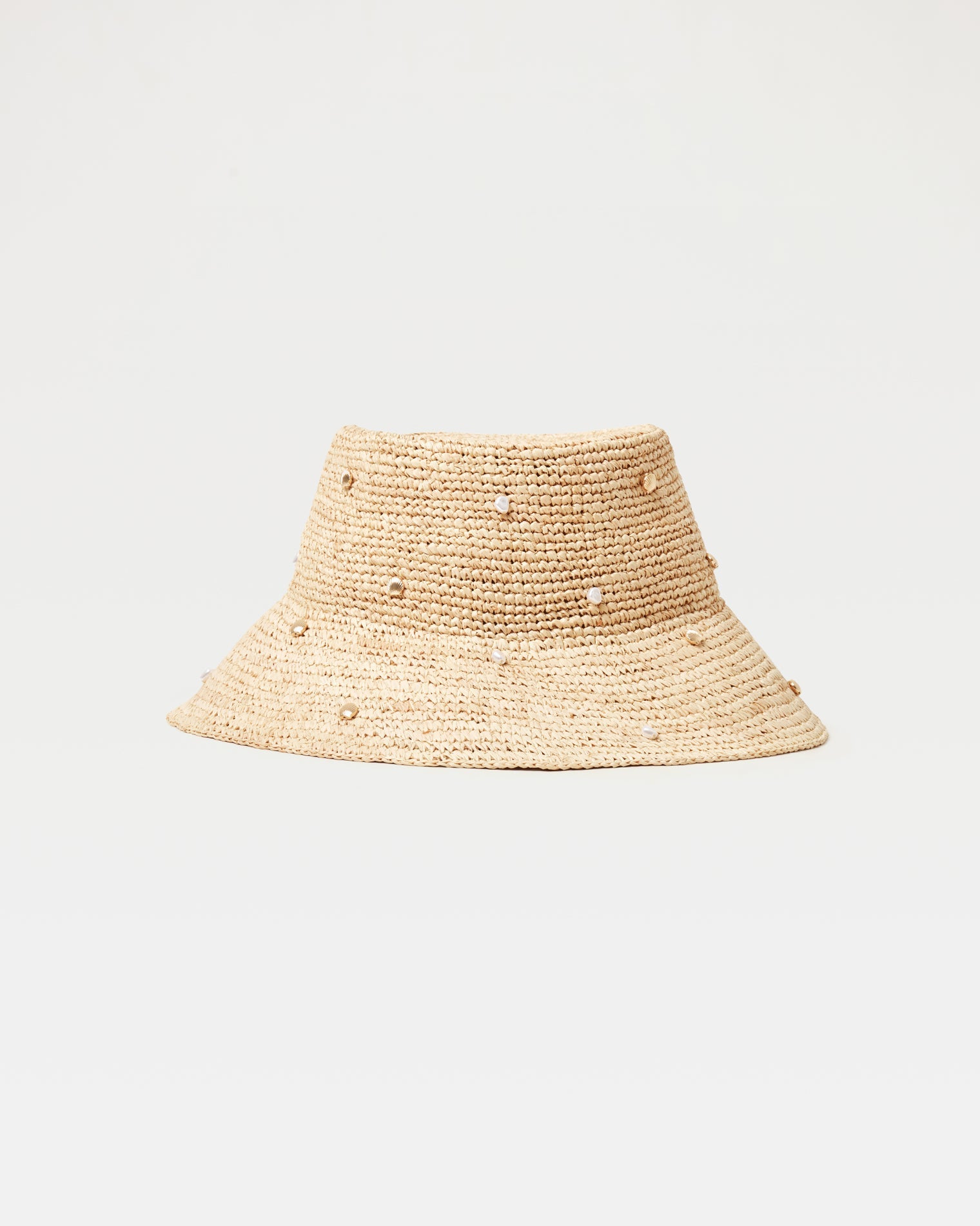 LSPACE Raffia Bucket Hat with Shells & Pearls - LSPACE Carmel Island Hat - Clothing|Swim