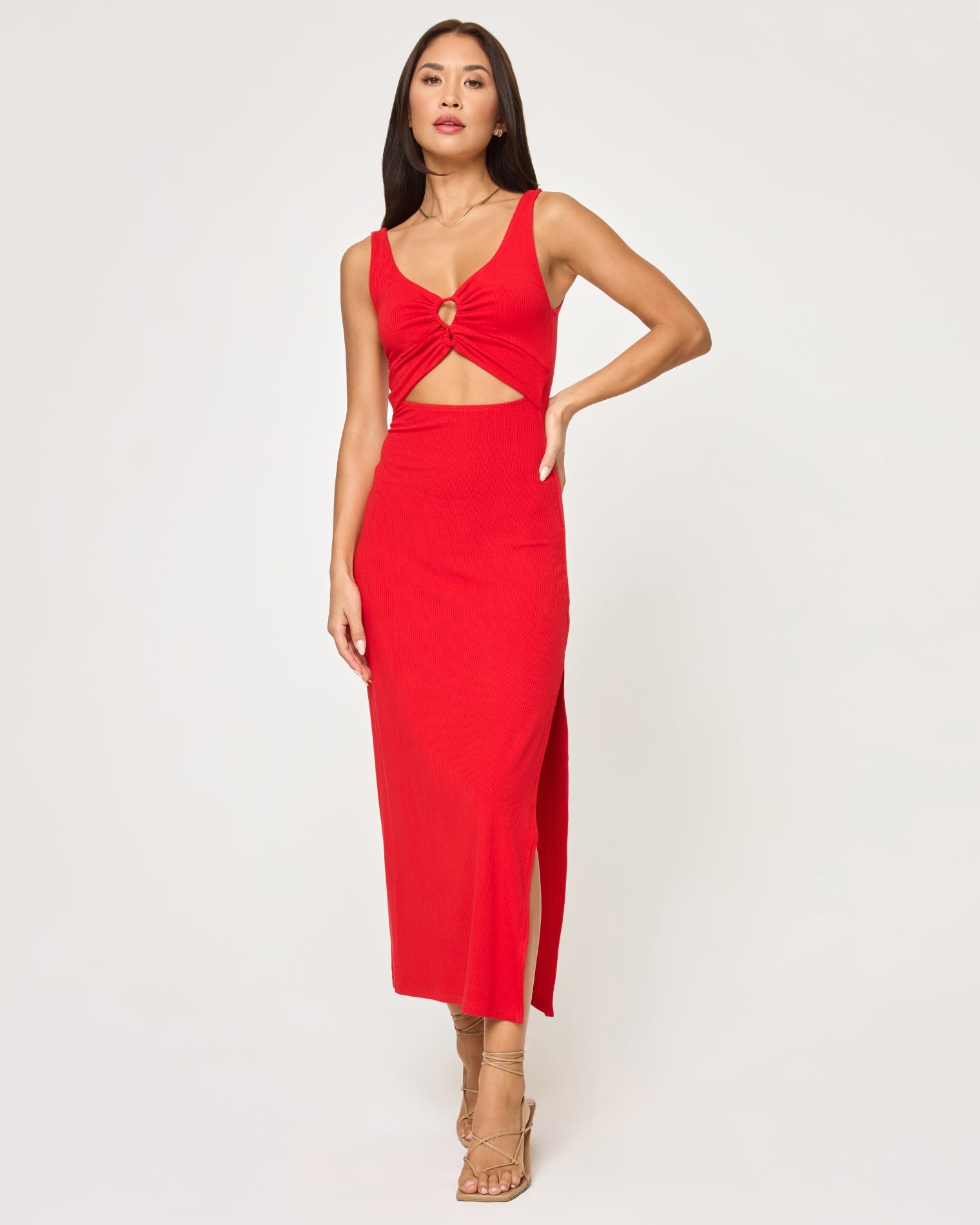 LSPACE Red Sleeveless Midi Dress - LSPACE Camille Dress - Clothing|Swim