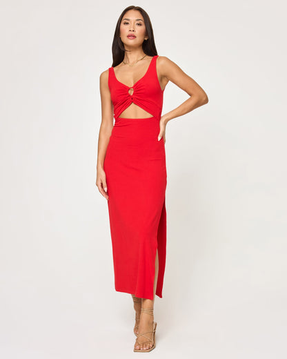 LSPACE Red Sleeveless Midi Dress - LSPACE Camille Dress - Clothing|Swim