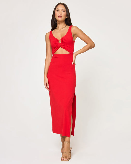 LSPACE Red Sleeveless Midi Dress - LSPACE Camille Dress - Clothing|Swim