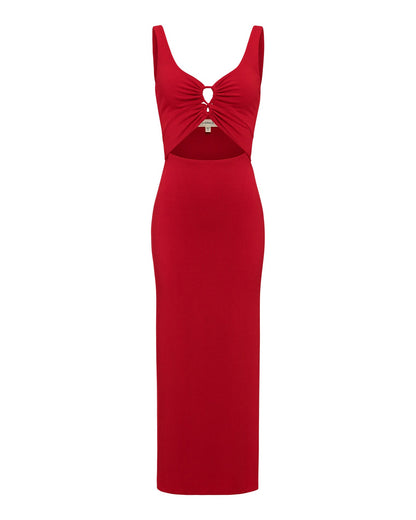 LSPACE Red Sleeveless Midi Dress - LSPACE Camille Dress - Clothing|Swim