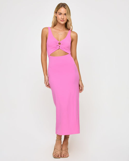 LSPACE Pink Sleeveless Midi Dress - LSPACE Camille Dress - Clothing