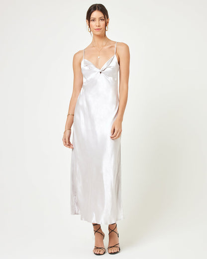 LSPACE Silver Satin Midi Dress - LSPACE Joanna Dress - Clothing