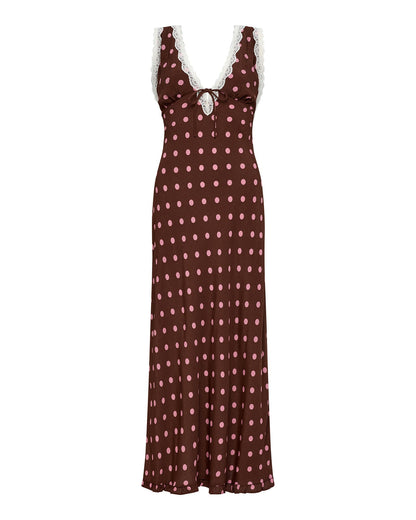LSPACE Polka Dot Maxi Dress - Brown - LSPACE Eyes On You Maxi Dress - Clothing