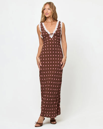 LSPACE Polka Dot Maxi Dress - Brown - LSPACE Eyes On You Maxi Dress - Clothing