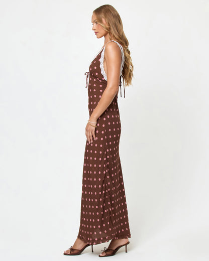 LSPACE Polka Dot Maxi Dress - Brown - LSPACE Eyes On You Maxi Dress - Clothing