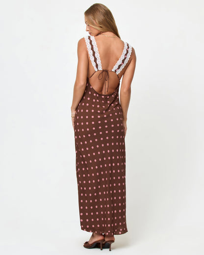 LSPACE Polka Dot Maxi Dress - Brown - LSPACE Eyes On You Maxi Dress - Clothing