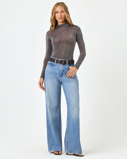 LSPACE Shimmer Black Mesh Top - Long Sleeve - LSPACE - Clothing