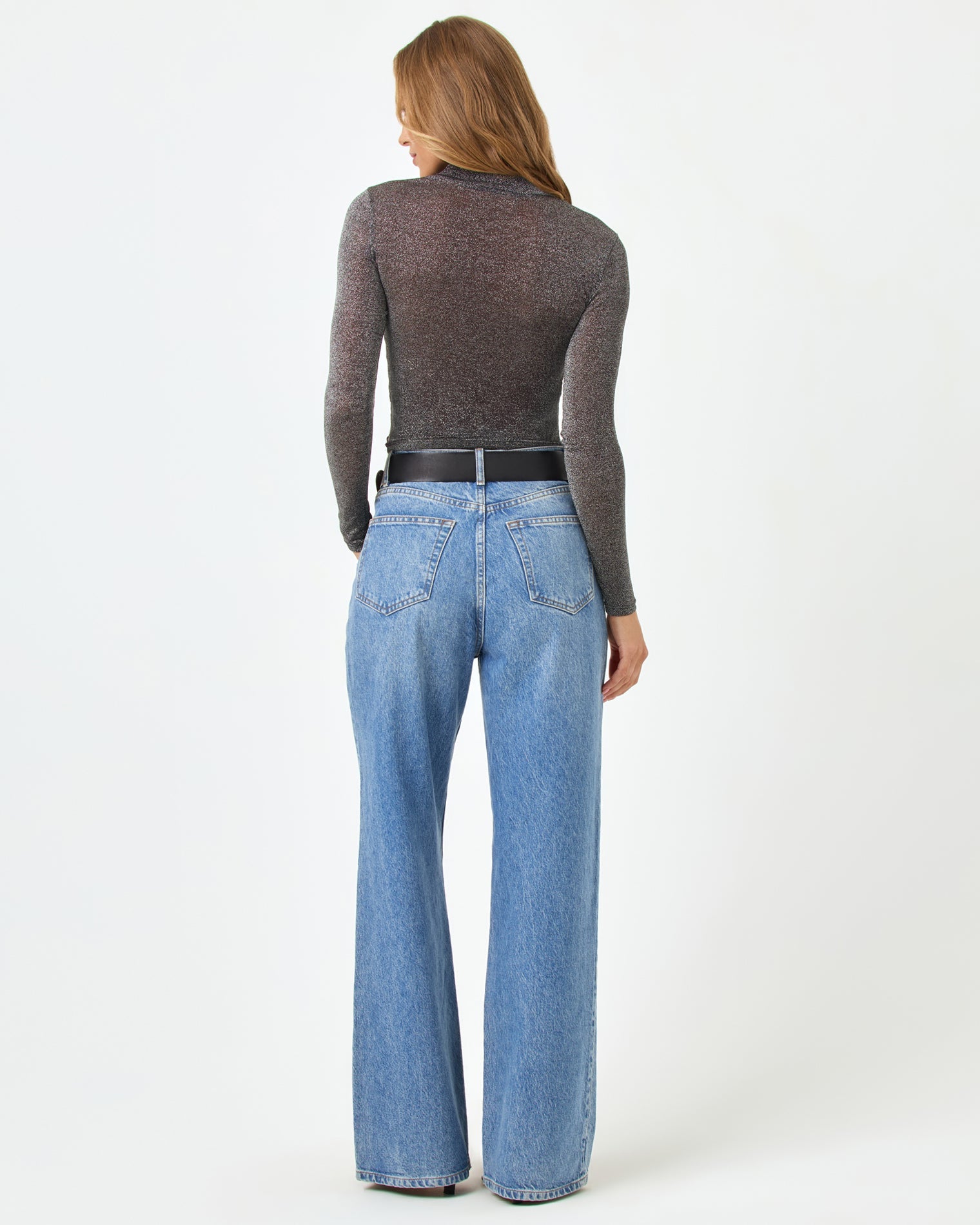 LSPACE Shimmer Black Mesh Top - Long Sleeve - LSPACE - Clothing