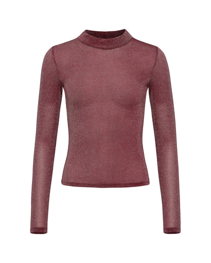 LSPACE Shimmer Red Mesh Top - Long Sleeve - LSPACE - Clothing