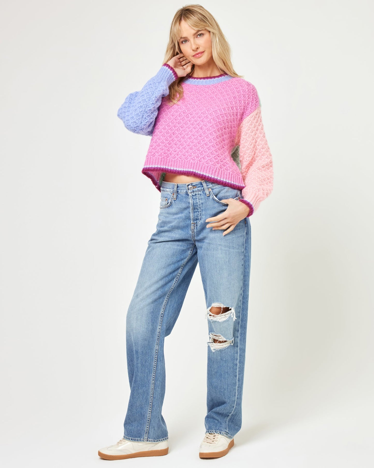 LSPACE Coloblock Knit Sweater - LSPACE Pretty Please Pullover - Clothing