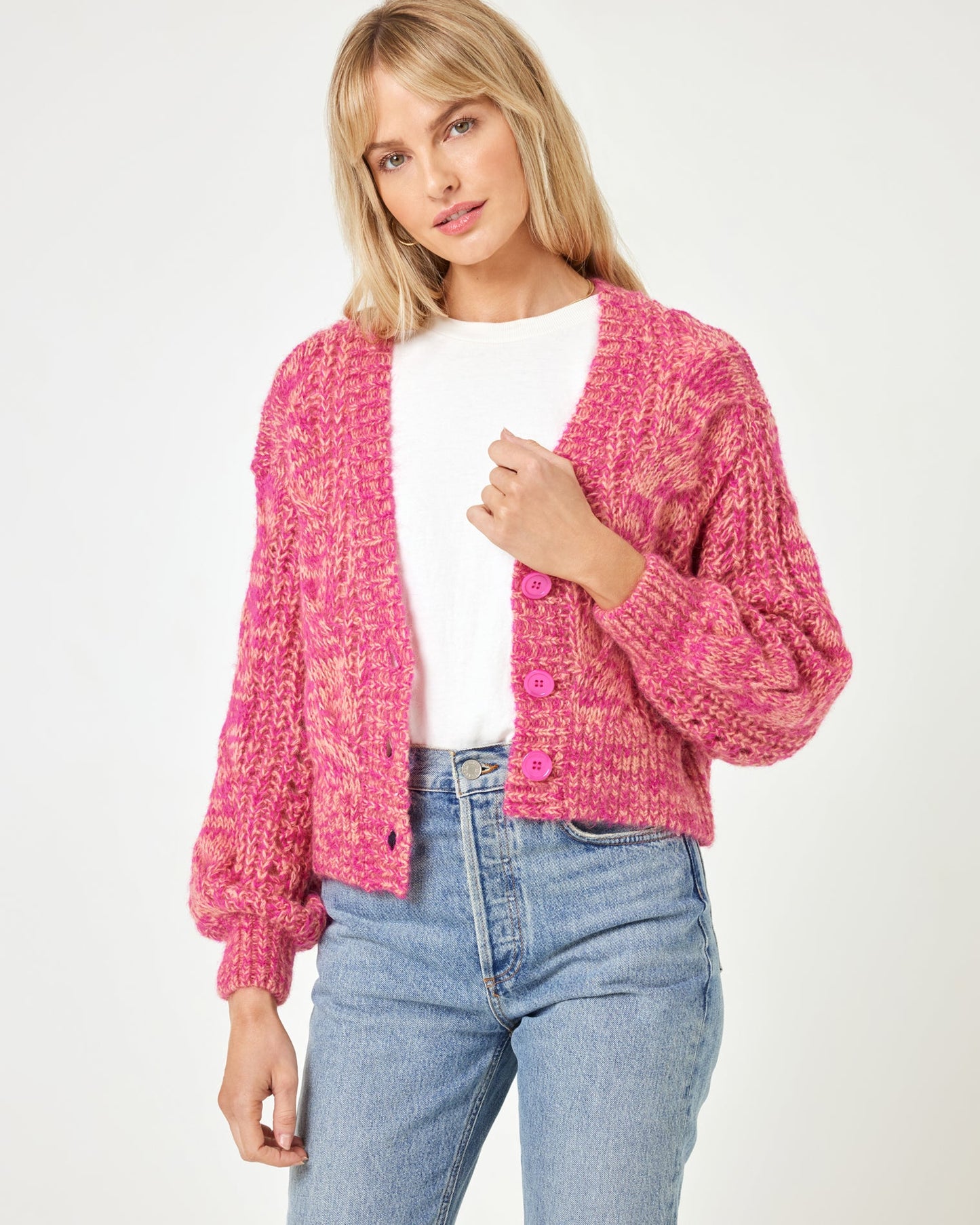 LSPACE LSPACE Strawberry Fields Cardigan - Strawberry Marl - Clothing