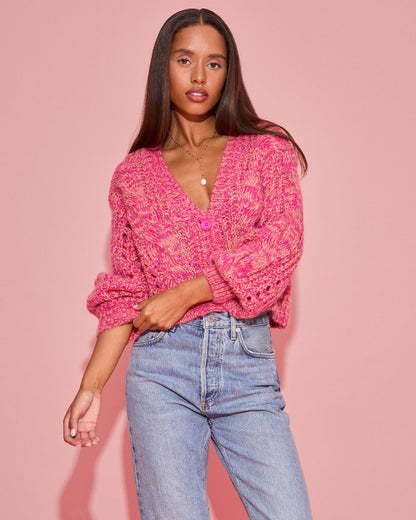 LSPACE LSPACE Strawberry Fields Cardigan - Strawberry Marl - Clothing