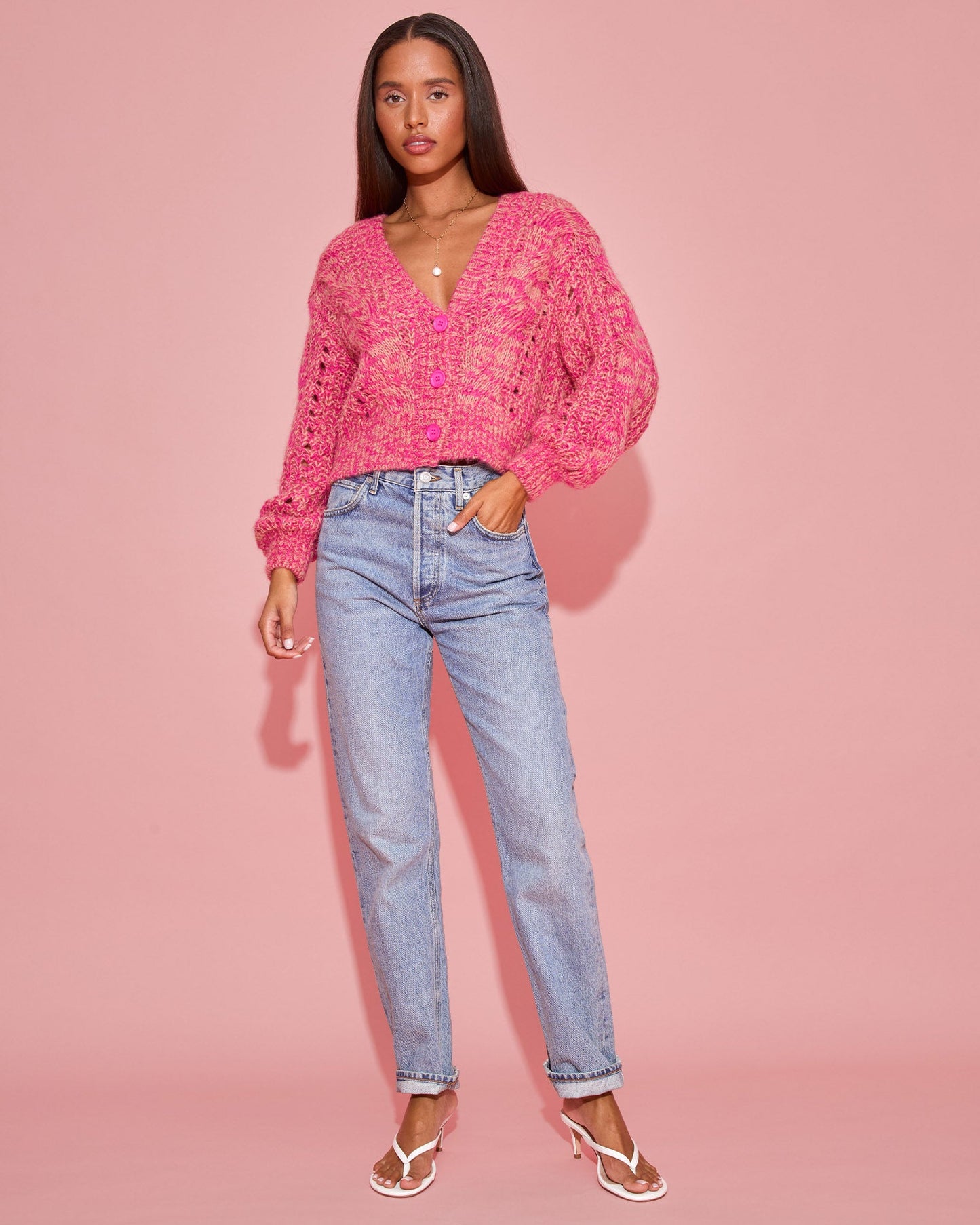 LSPACE LSPACE Strawberry Fields Cardigan - Strawberry Marl - Clothing