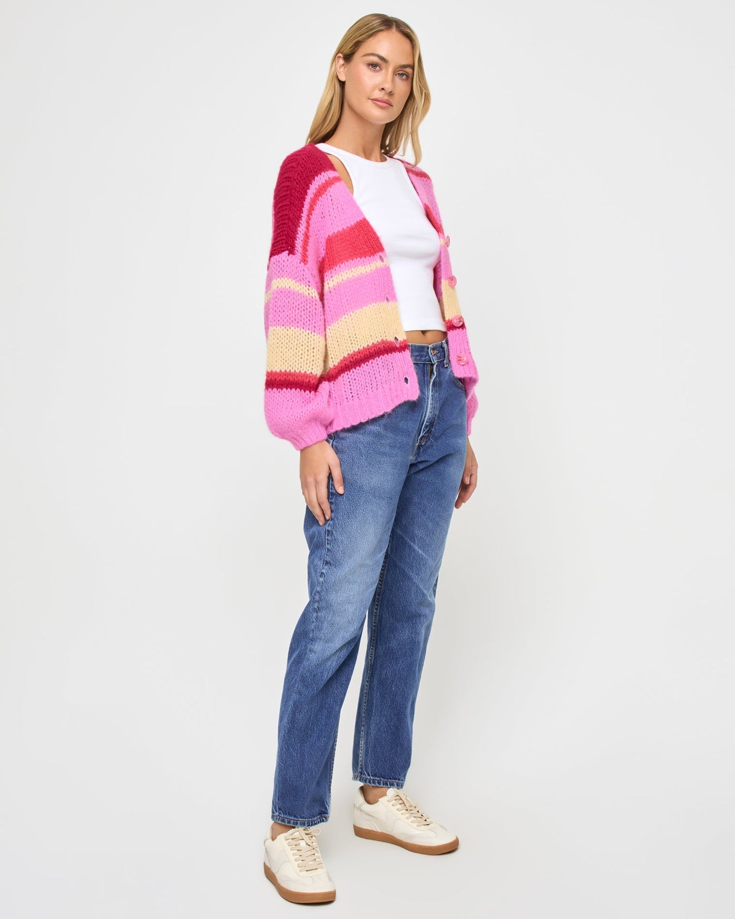 LSPACE Womens Pink Knit Cardigan - LSPACE Lido Colorful Cardigan - Clothing