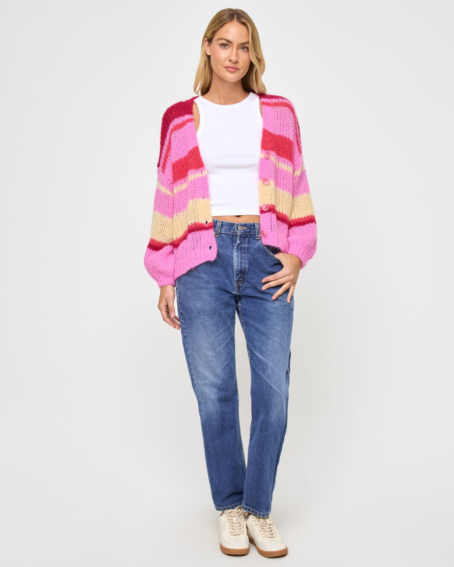 LSPACE Womens Pink Knit Cardigan - LSPACE Lido Colorful Cardigan - Clothing
