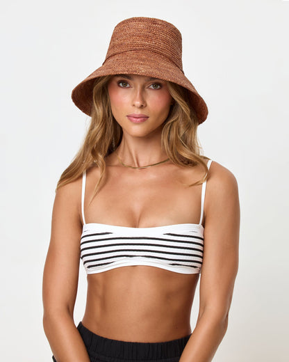 LSPACE Brown Raffia Bucket Hat - LSPACE Seville - Swim|Clothing