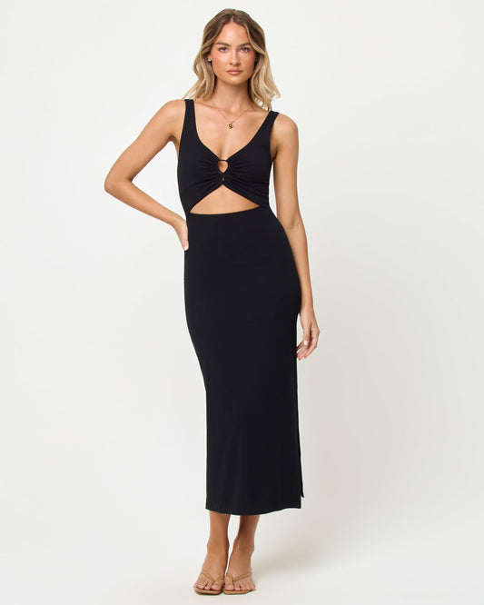 LSPACE Midi Sleeveless Black Dress - LSPACE Camille Dress - Swim