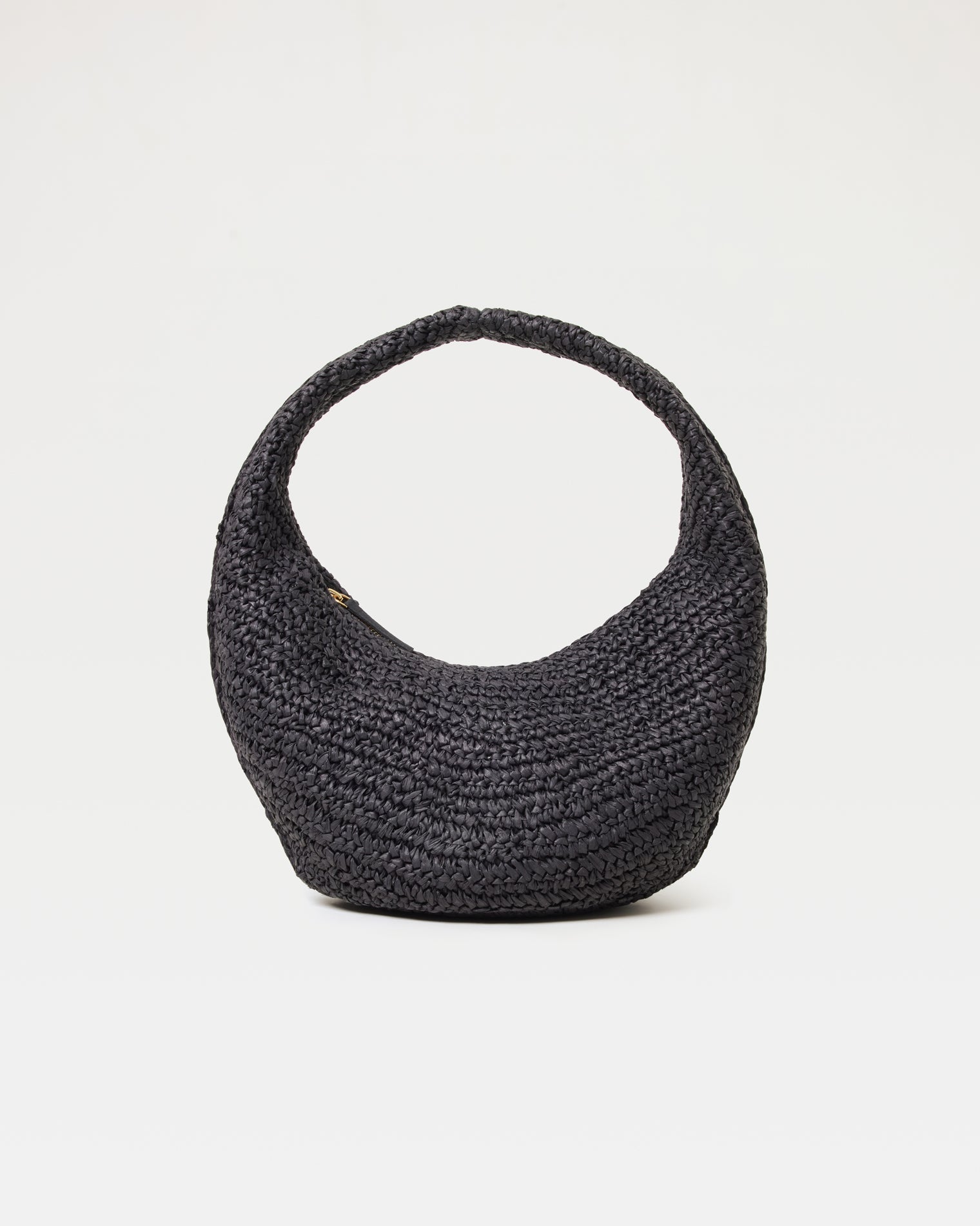 LSPACE Black Raffia Bag - Moon Shaped - LSPACE Aya Bag - Clothing