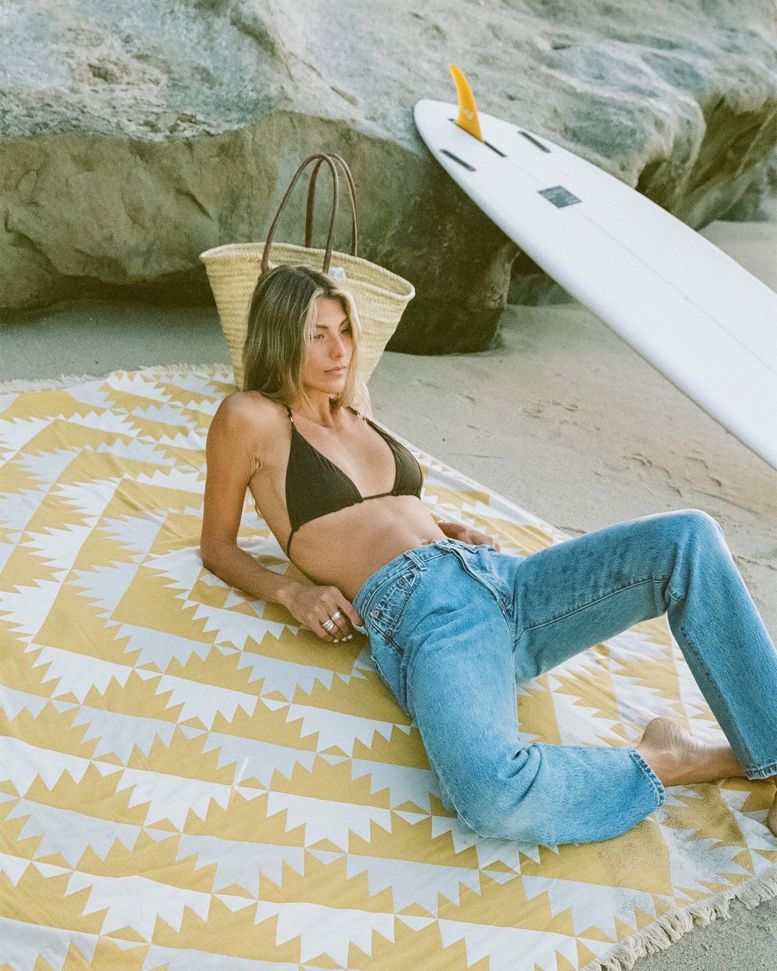 LSPACE Slowtide Daydream Driftweave Beach Blanket - Curry - Clothing